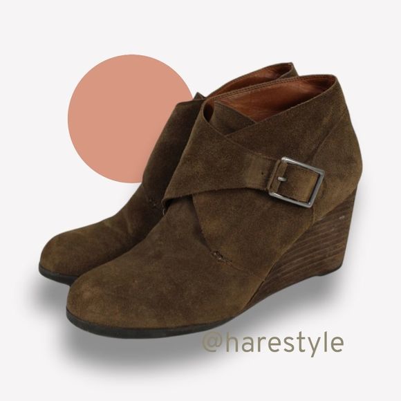 Lucky Brand Shoes - Lucky Brand Sumarah brown suede wedge booties size 9